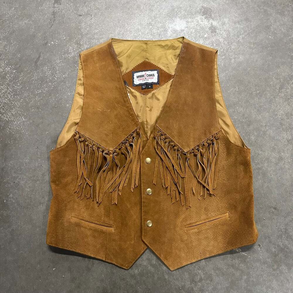 Minnetonka Genuine Leather Brown Suede Western Fringe Vest